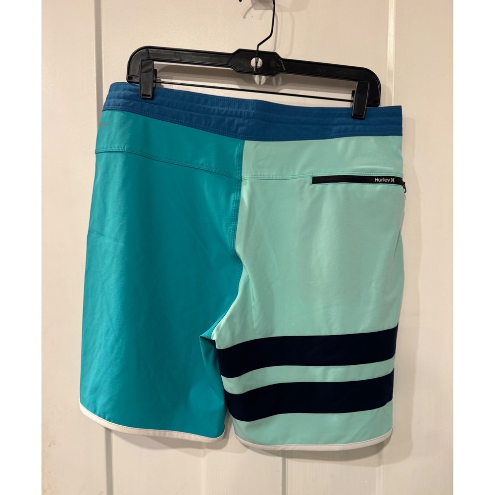 Hurley Phantom Mens 31 Board Shorts Teal Aqua Colorblock CJ5090-323 Surf Trunks - Picture 3 of 11